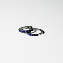 Load image into Gallery viewer, Sparkling Hoop Earrings in Blue