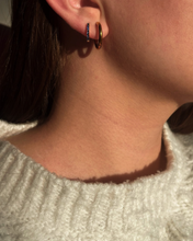 Load image into Gallery viewer, Sparkling Hoop Earrings in Blue