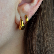 Load image into Gallery viewer, Drop Hoop Earrings in Gold
