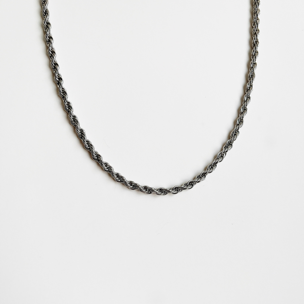 Thick Rope Chain Necklace in Silver